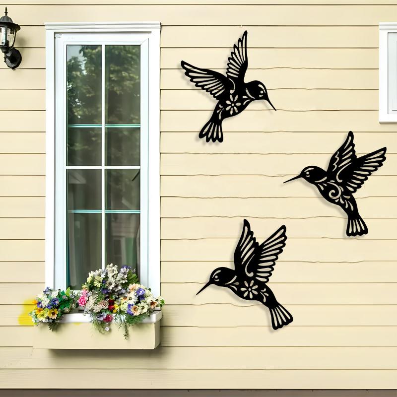 1PC Metal Hummingbird Wall Decoration Hollow Out Iron Bird Sculpture Wall Hanging Figurines Ornament Home Decor
