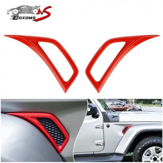 Red Car Fender Air Vent Outlet Cover Trim for Jeep Wrangler JL JT 2018-2023