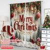 2pcs 2D flat printing Christmas Drapes merry christmas Fabric Without Electricity Party Decorations Perfect for aesthetic room