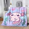 8 Sizes Cute Axolotl Printed Blanket Warm Soft And Comfortable Home Travel Blanket Sofa Bedding Cover Blanket Kids Gamer Gift