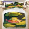 Frog Pattern Bedding Quilt Set Quilt Cover Pillowcase Home Decoration Birthday Gift (1 * Duvet Cover + 2 * Pillowcase, Without Core)