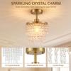 Crystal Ceiling Light with 57 Crystal Strands, Ceiling Light with Mounting Plate for Hallway, Gold Tone