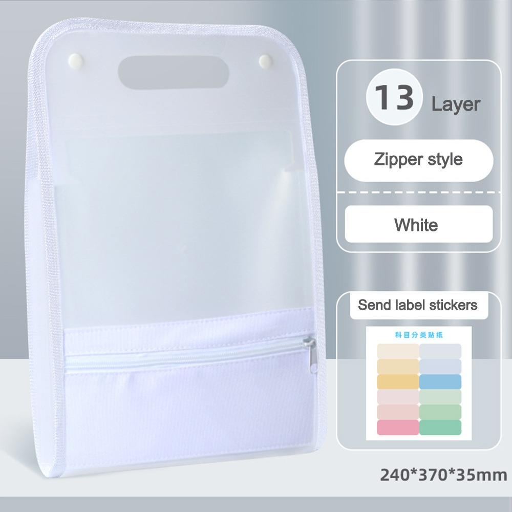 Vertical Accordion Zipper Bag 13 Pockets Waterproof Test Paper Storage Bag Large Capacity Classified Storage Document Pouch