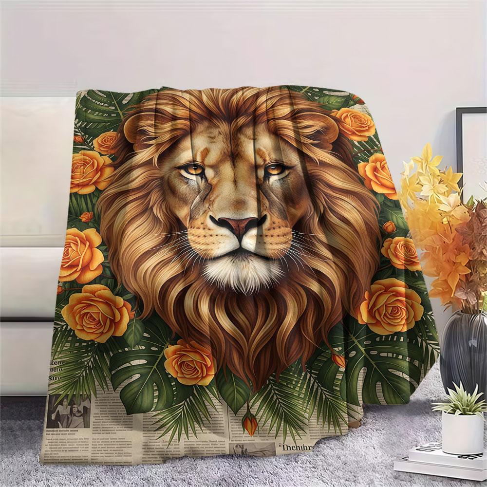 1Pc Animals Avatars Print Flannel Blanket, High Quality Comfortable for All Seasons, Home Decor, Warmth and Comfort, Perfect for Christmas Gifts