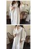 Korean Style Long Over-the-Knee Turn-Down Collar Cardigan Shirt for Women's Spring/Summer Sun Protection