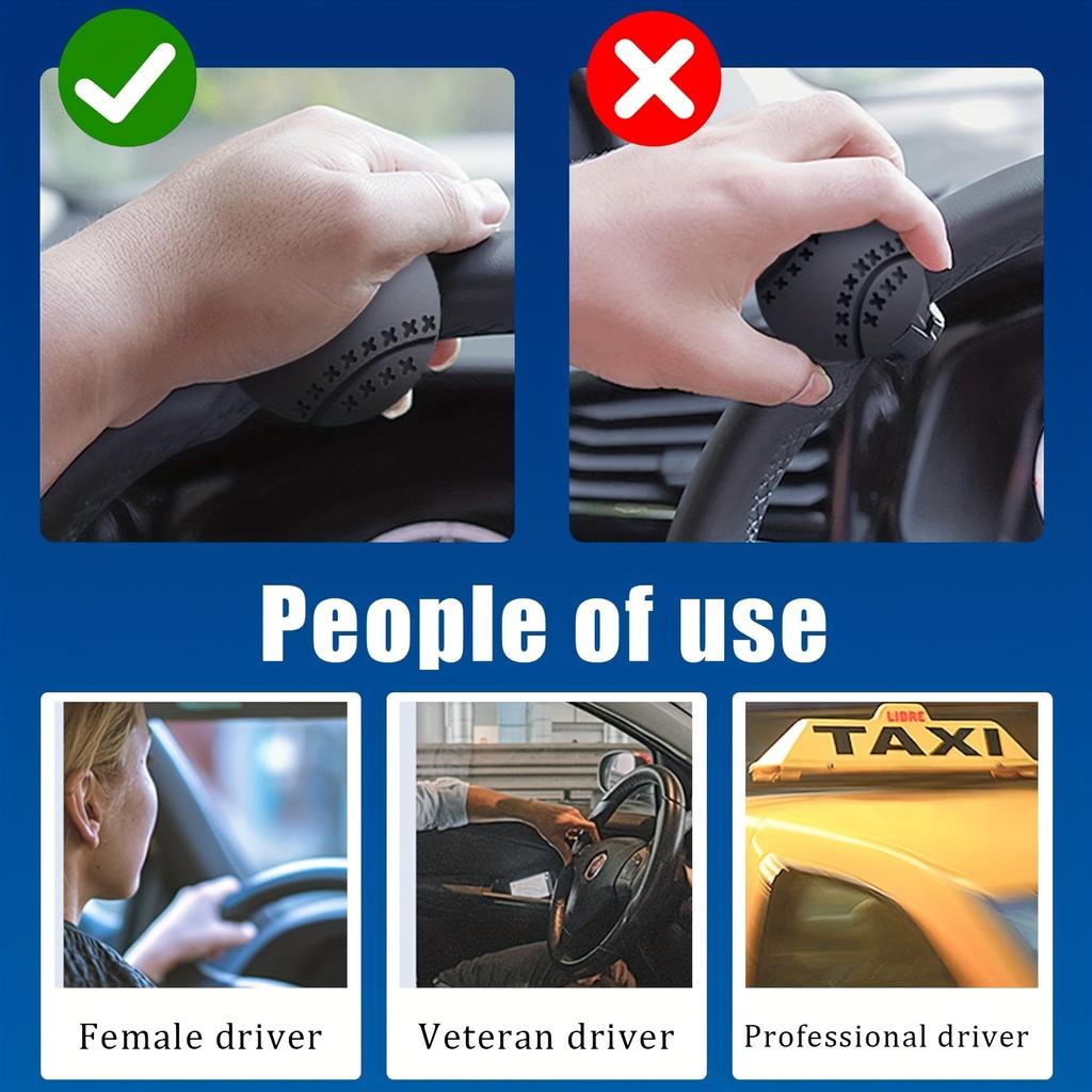 Steering Wheel Spinner Knob, ABS & Silicone Non-Slip Knob With Metal Ball Bearing, Easy Installation, Car Steering Wheel Power Handle Knob Fit