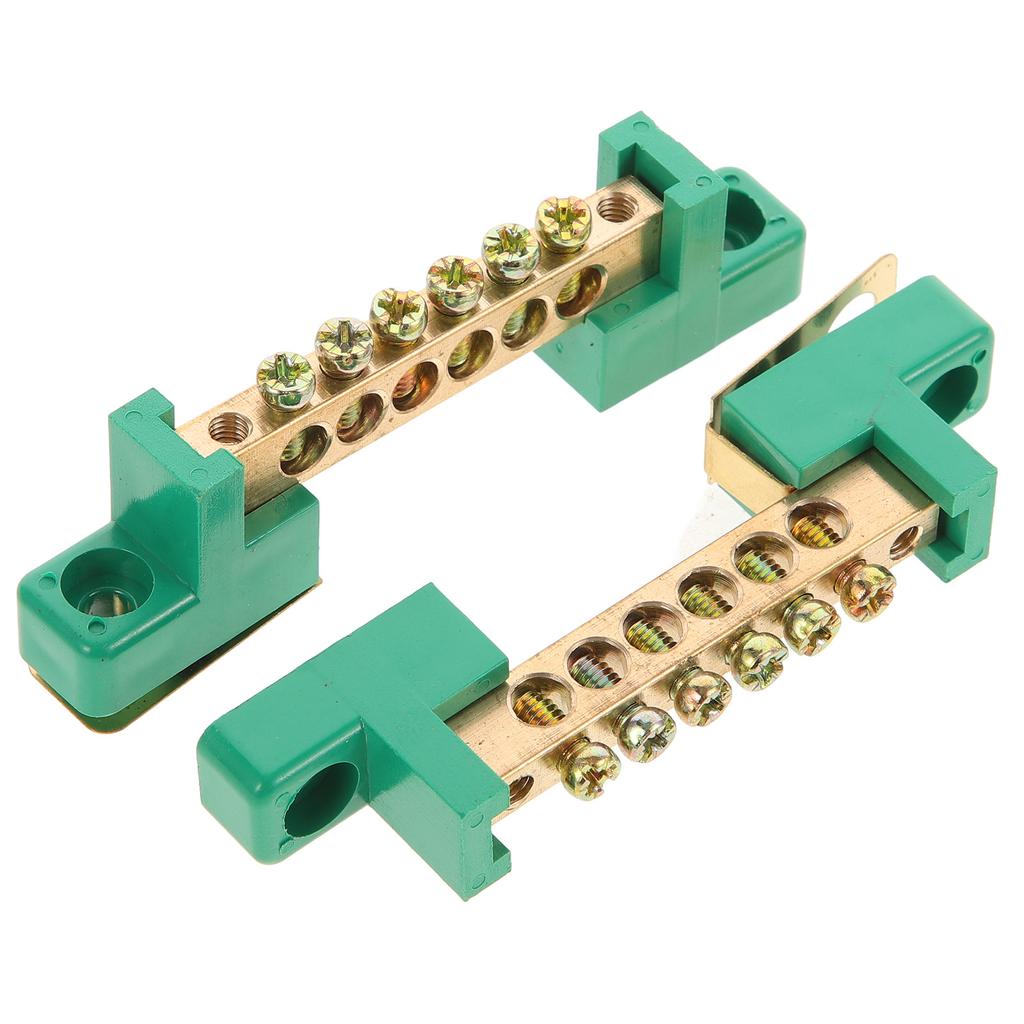 2Pcs Copper Terminal Connector Bar Heavy Duty Ground Bus Bar Kit 6 Terminal Positions for Distribution Box Electrical Equipment