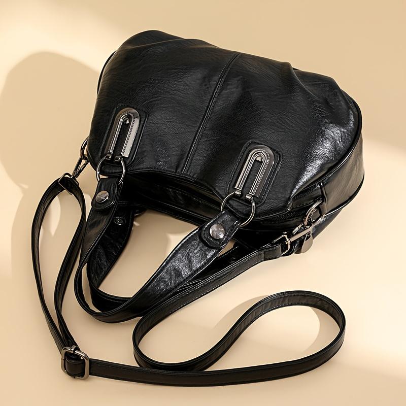 1Pc Women's Bag New Middle-aged Mother Handbag Fashionable Versatile Soft Leather Shoulder Messenger Bag Trendy Large Capacity Bag