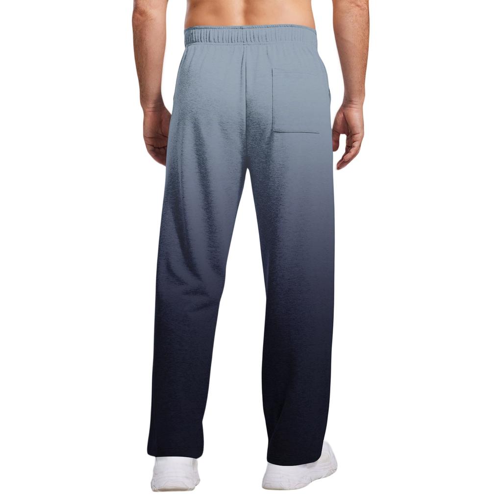 Men's Tie, Gradient Casual Pants With Pockets | Loose Straight Leg, Elastic Waist With Drawstring For Daily & Casual Wear