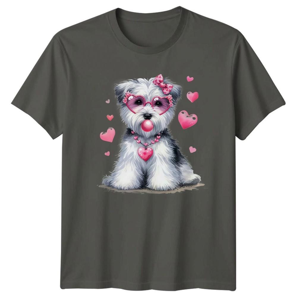 Valentines Day Dog Puppy Heart Sunglasses Unisexs TShirt Unisexs Graphic Tee S