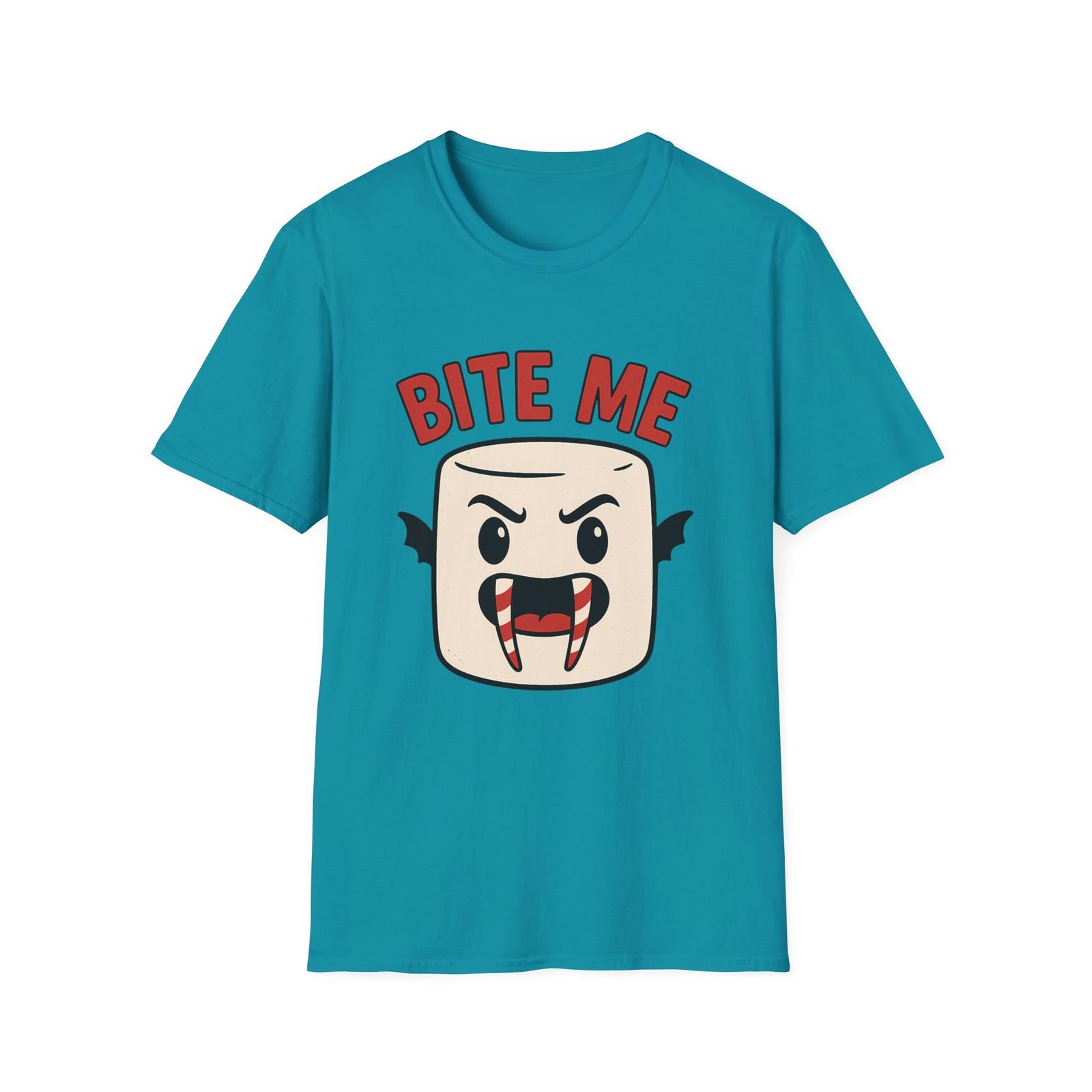 Unisex Softstyle T-Shirt Mens Womens Tees Top Bite Me Funny Vampire Marshmallow Halloween M