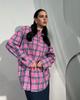 2024 Autumn Women's Retro Plaid Loose Lapel Shirt with Long Sleeves and Pocket