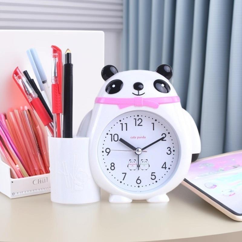 Creative Panda Shape Pen Holder, Small Alarm Clock, Special for Junior High School Students, Super Loud Children's Bedroom Bedside Clock