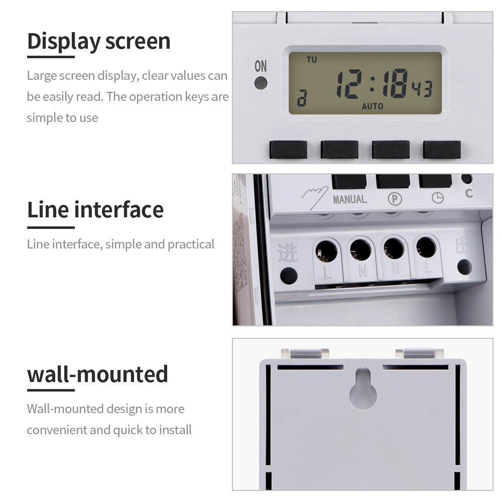 Multifunctional Time Control Switch 220V 30A Digital Timer Weekly 7 Days Programmable Electronic Timer With Button Lock