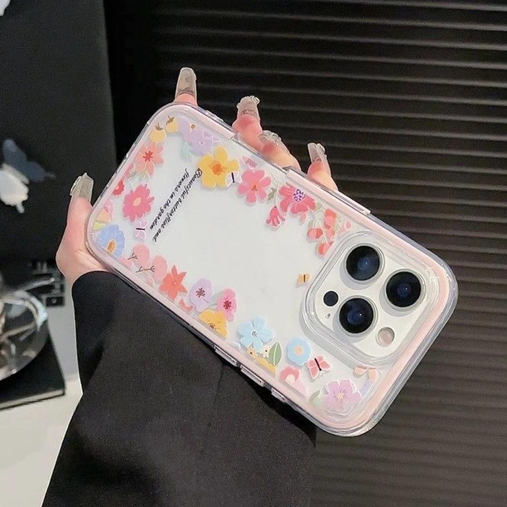 ins Summer Round of Flowers for Apple 17/16iPhone15 Color Edge Phone Case 13 Fresh 12 Premium 14