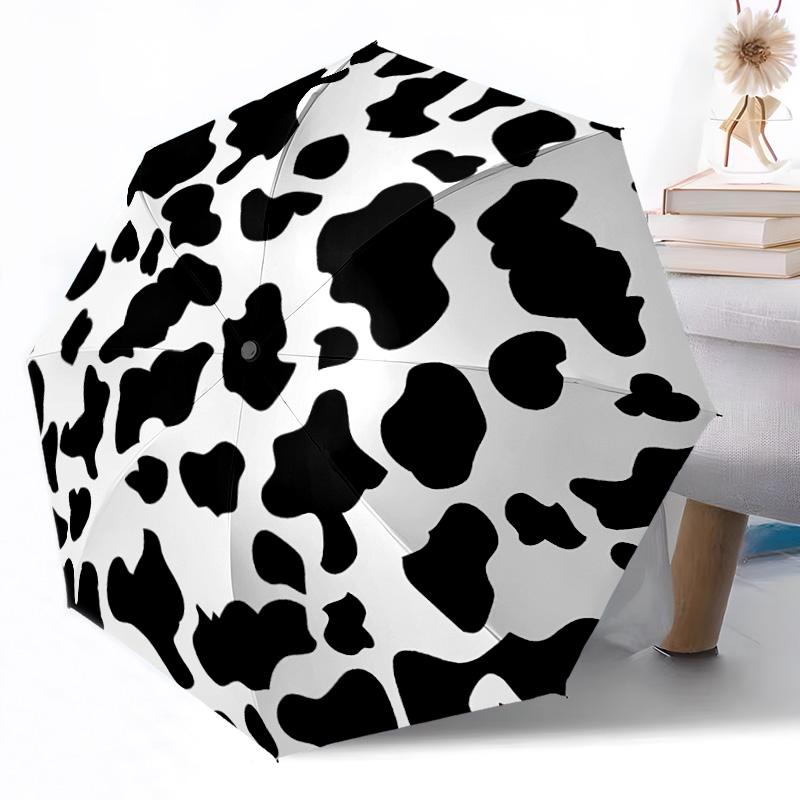 Cows in Flower Field Outdoor Automatic Umbrella Retractable Design with 8-Rib Durability Lightweight Perfect Gift for Friends Family