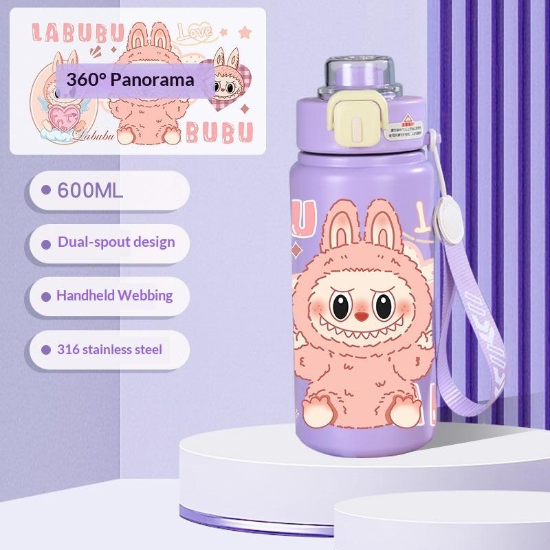 Water Cup High Value 316 Cartoon Stainless Steel Large Capacity Thermos Cup Straw Student Children