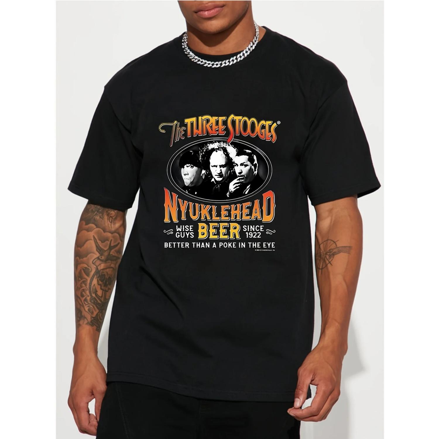 

Three Idiots Men s Retro Comedy Trio Printed T-shirt with Humorous Pattern T-shirt Outdoor Clothing Short Sleeve S чёрный