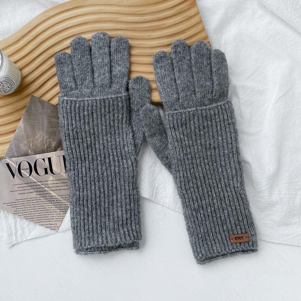 

Однотонные перчатки из пряжи макарон, вязаные съемные перчатки, женский осенне-зимний премиальный набор для рук