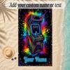 Rainbow Theme Soft Beach Towel Personalized Custom Name Text Towel Portable for Beach Pool Travel