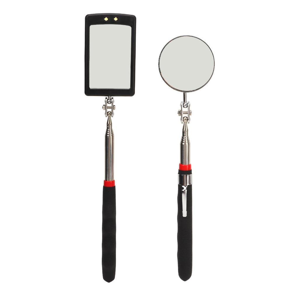 2pcs Round Mirror Telescoping Mirror Square Mirror LED Lighted Mirror Small Parts Observation
