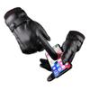 PU Gloves for Men and Women In Autumn and Winter Keep Warm and Fashionable Black Couples Add Velvet Touch Screen To Prevent Wind.