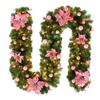 Christmas Illuminate Garland 8.8ft Rattan Christmas Battery Operated Artificial Flower Vine Plants Christmas Decorations