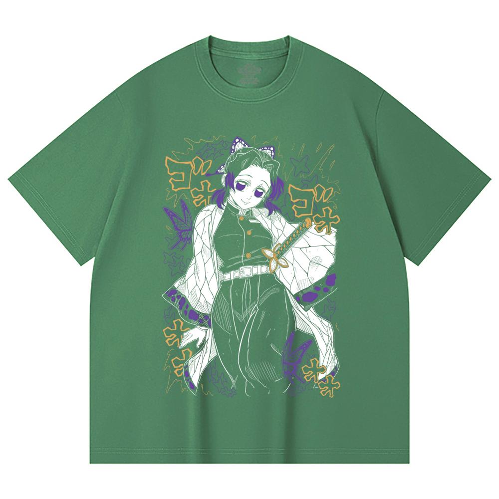 230 Gsm 100% Cotton Demon Slayer V45 Shinobu Print Unisex Heavy Cotton T Shirt