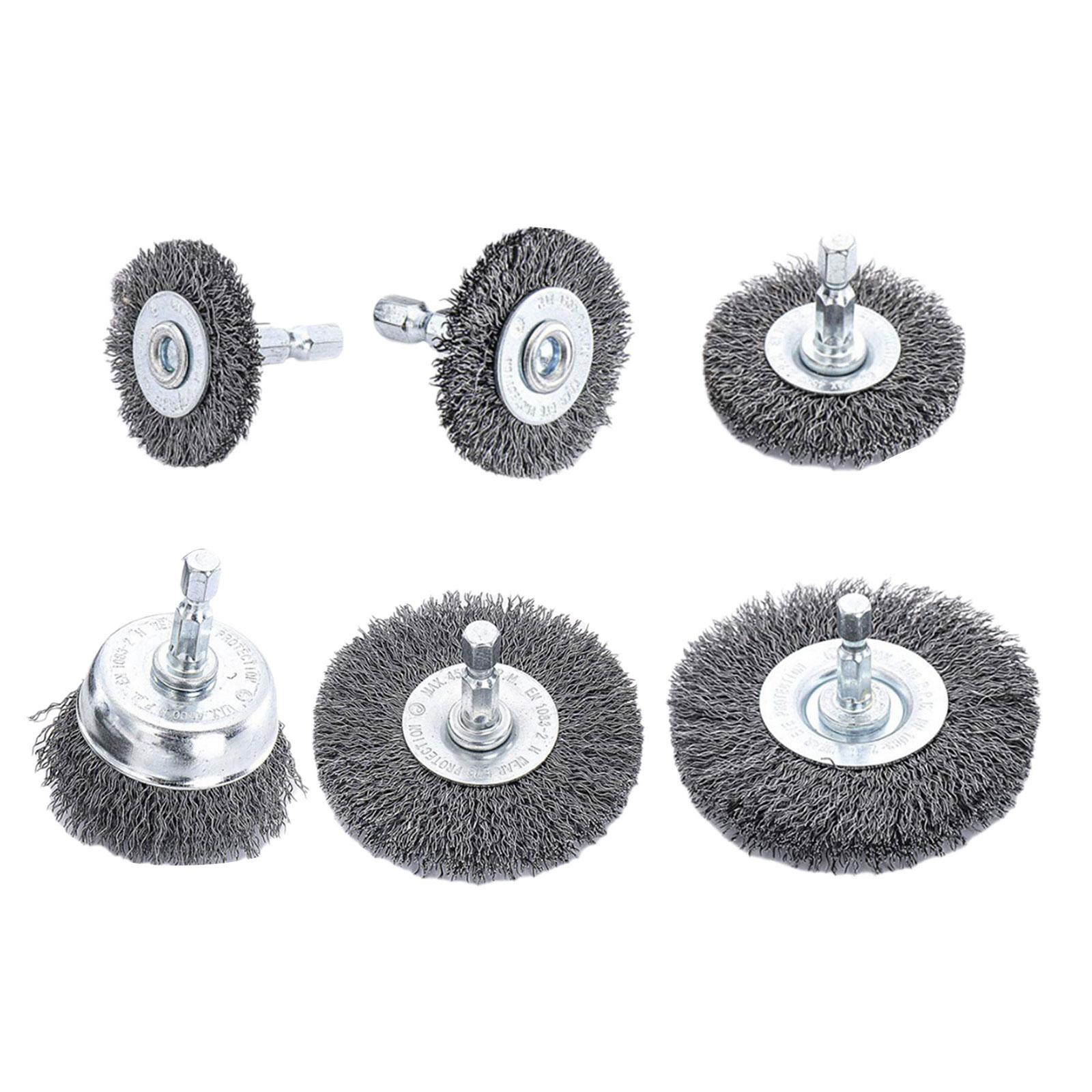 

6Pcs Drill Wire Brush Set Pen Brush Wheel Brush Cup Brush for Drill Metal Wire Brush with 1/4inch Hex Shank Handling