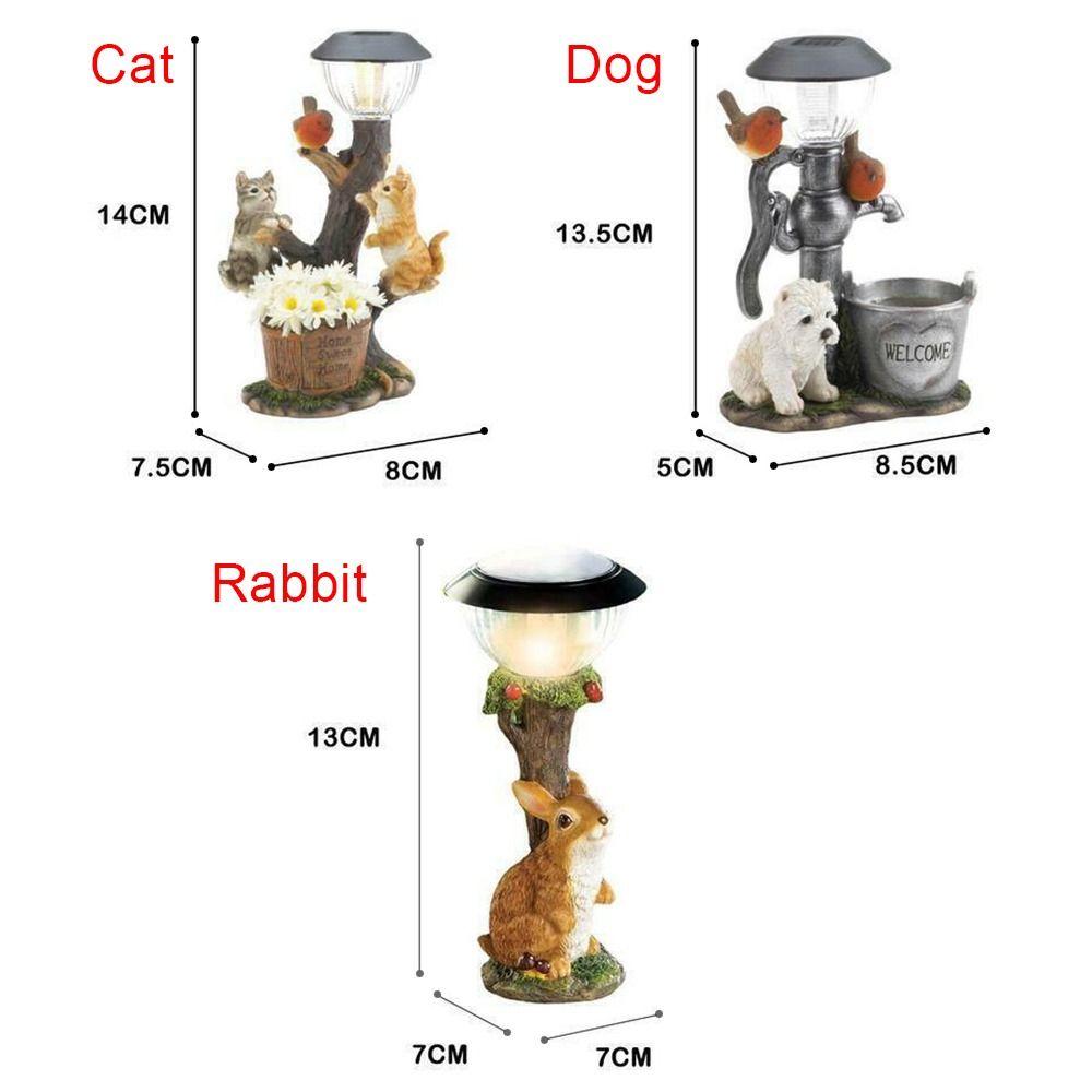 Garden Decor Cat Sculpture Solar Garden Animal Statue Animal Light Decor Squirrel Statue Ornament