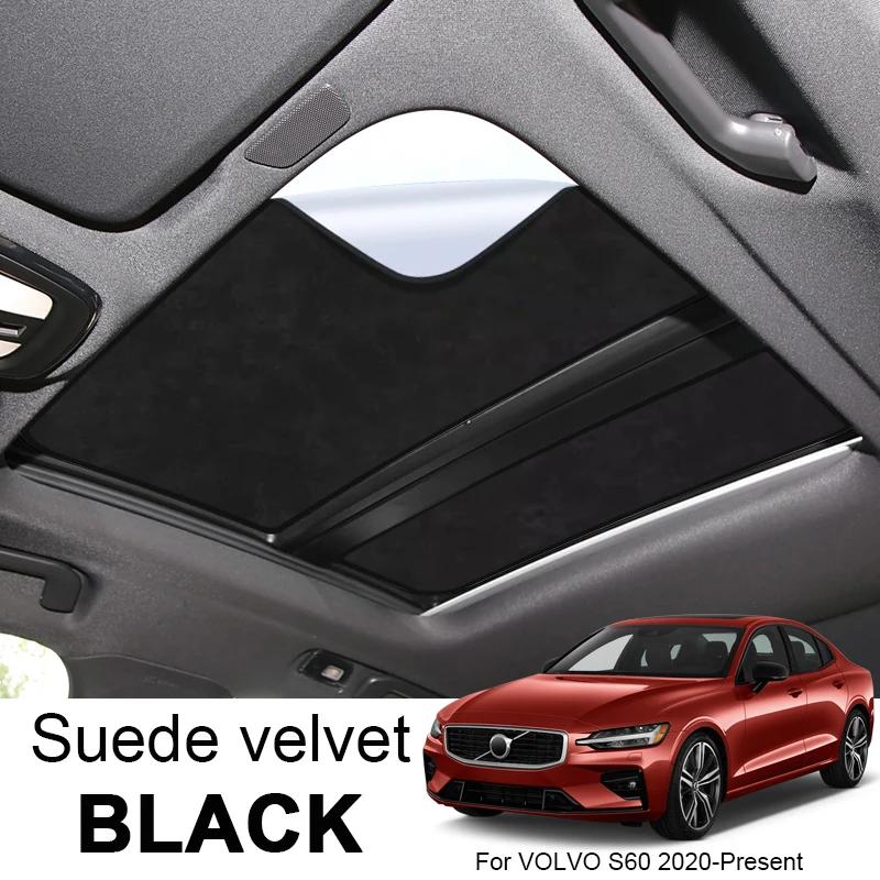 Car Suede Fabric Electrostatic Adsorption Sunroof Sunshade For VOLVO S60 V60 2020-Present Heat Insulation Skylight Auto Accessor