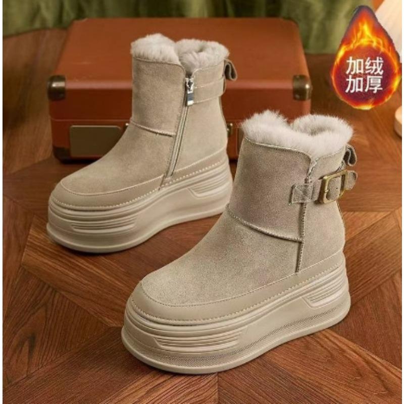

Cross-border inner heightening snow boots women s winter new thick-soled small short boots cold-proof and velvet warm foreign trade women s boots 40 бежевый