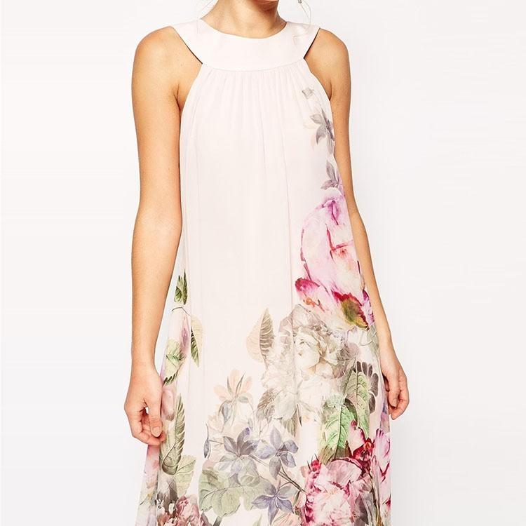 Stylish Lady Women Floral Summer Beach Boho Chiffon Sundress For Casual And Formal Occasions
