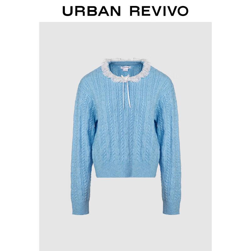 

UR Women s Ballet Style Lace Collar Textured Knit Sweater L