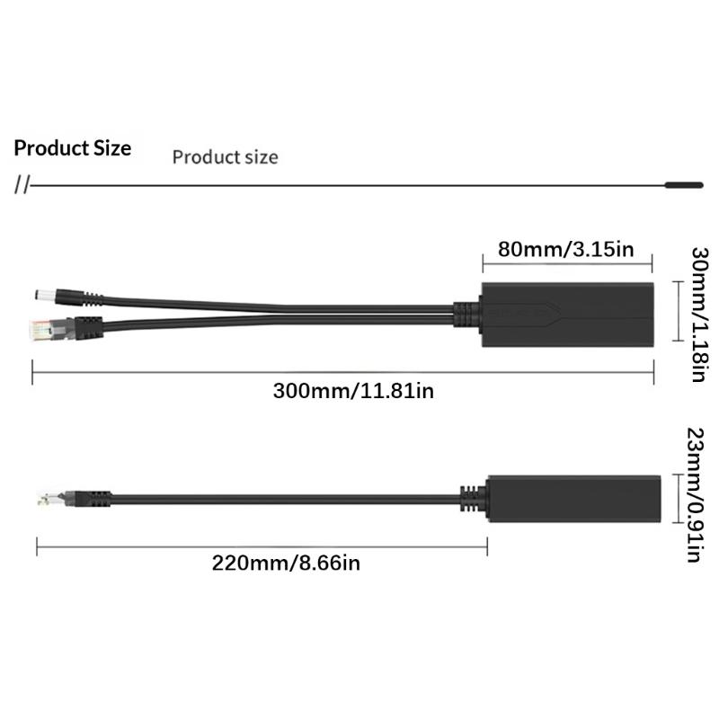 Gigabit Speed POE Splitter Converters from 48V to 12V Delivering DC5.5x2.1mm Output Easy Setups for Networking Applications