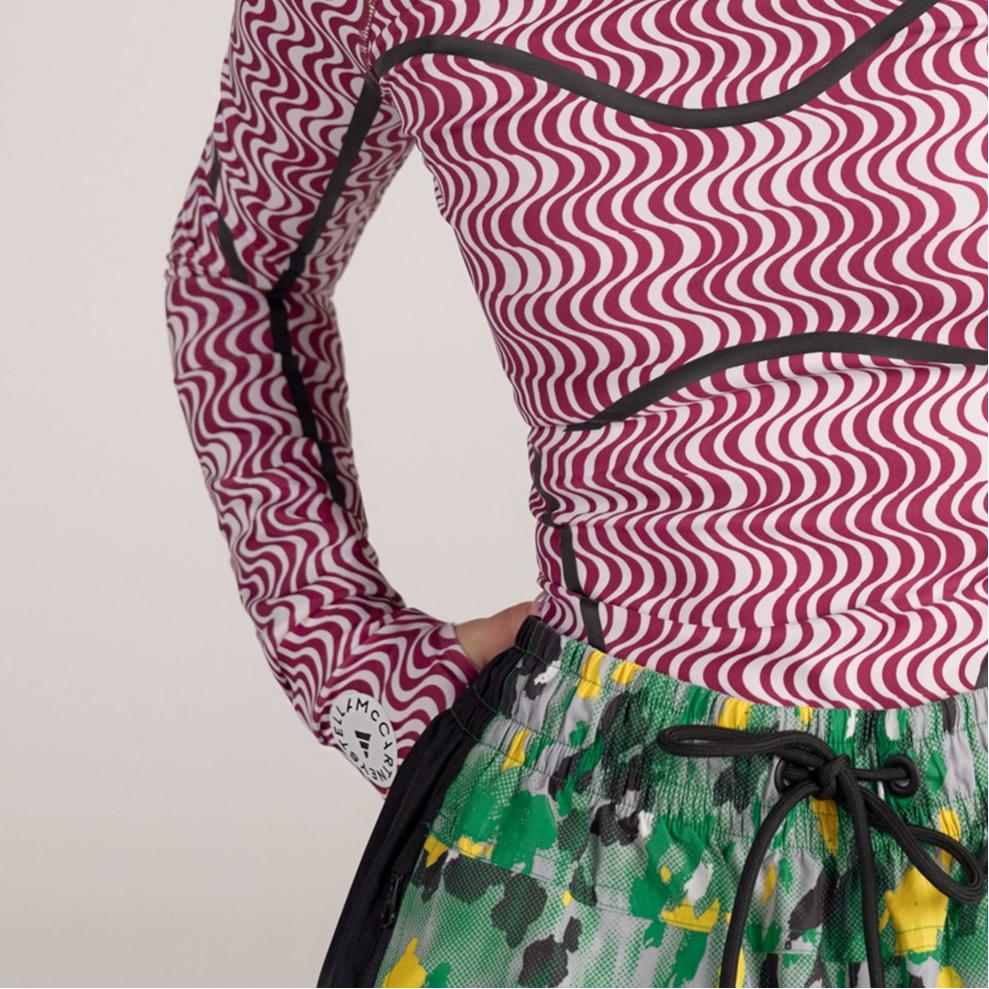 Adidas Striped Slim Fit Long Sleeve T-Shirt Women Tops Purple Red HI6038