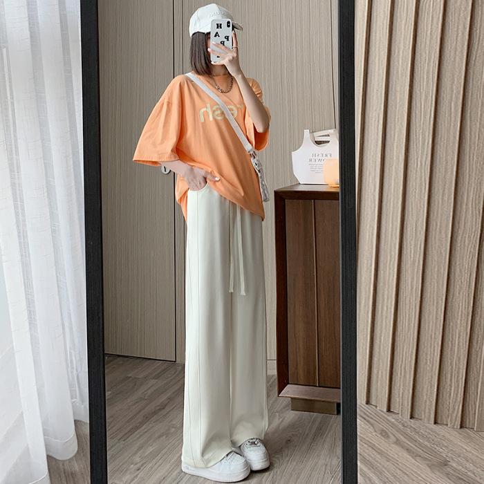 Grey Sweatpants Women Smaller Spring and Autumn High-Waisted Draped Loose Straight Banana Pants Casual Wide-Leg Pants Female