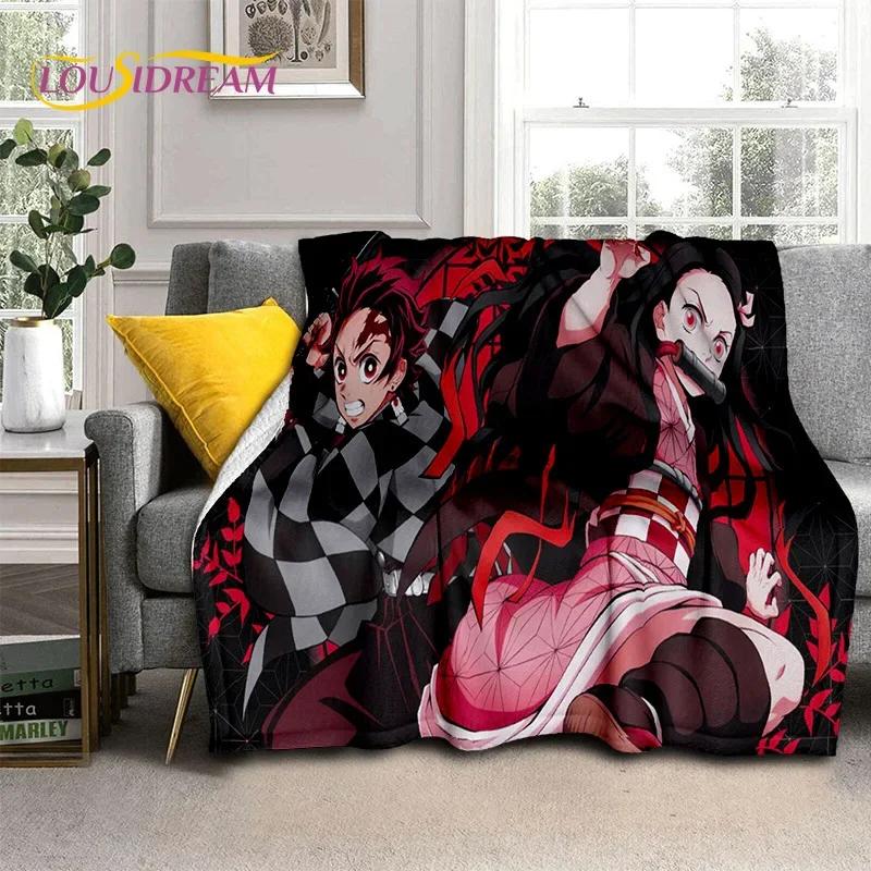 Kamado Nezuko Demon S-Slayer Japan Anime Mykt flanellteppe for senger Soverom Sofa Piknik, Kasteteppe for barn Utendørs Fritid