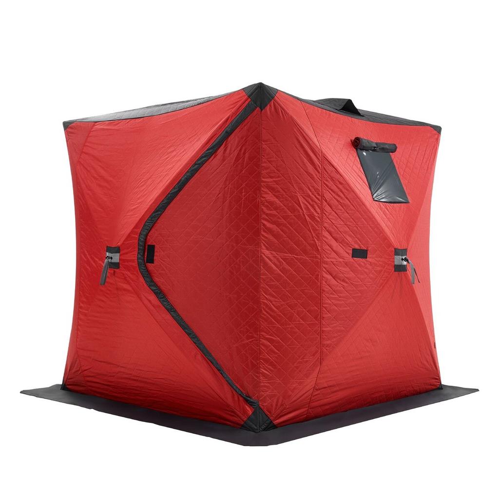 Portable Ice Shelter, 3-4 Person Insulated Pop-Up Ice Fishing Tent, 35 Square Feet Fishable Area, Thermal Ice Shanty for Winter Fishing, Ice Cube with