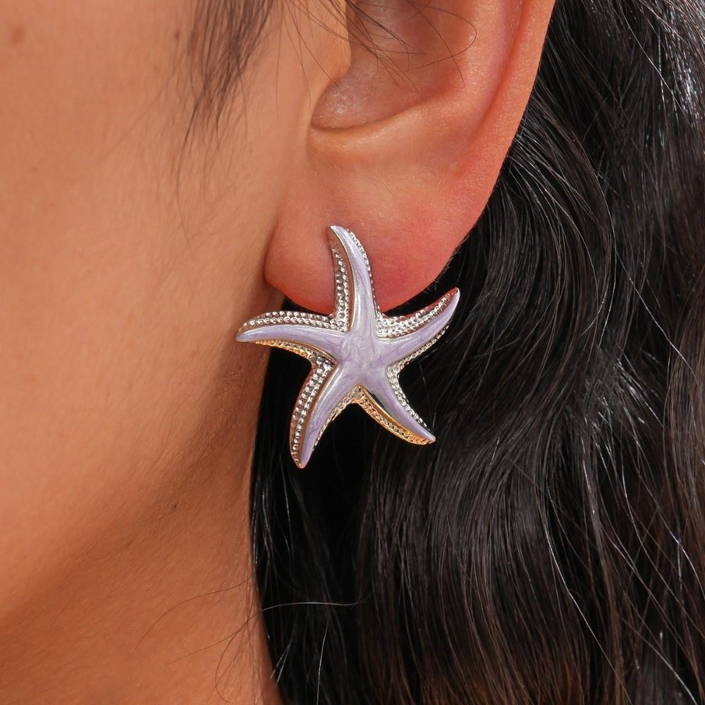 Star Starfish Stud Earrings Zinc Zinc Alloy Korean Style Earrings Starfish Ear Studs  Girl Couple Gift