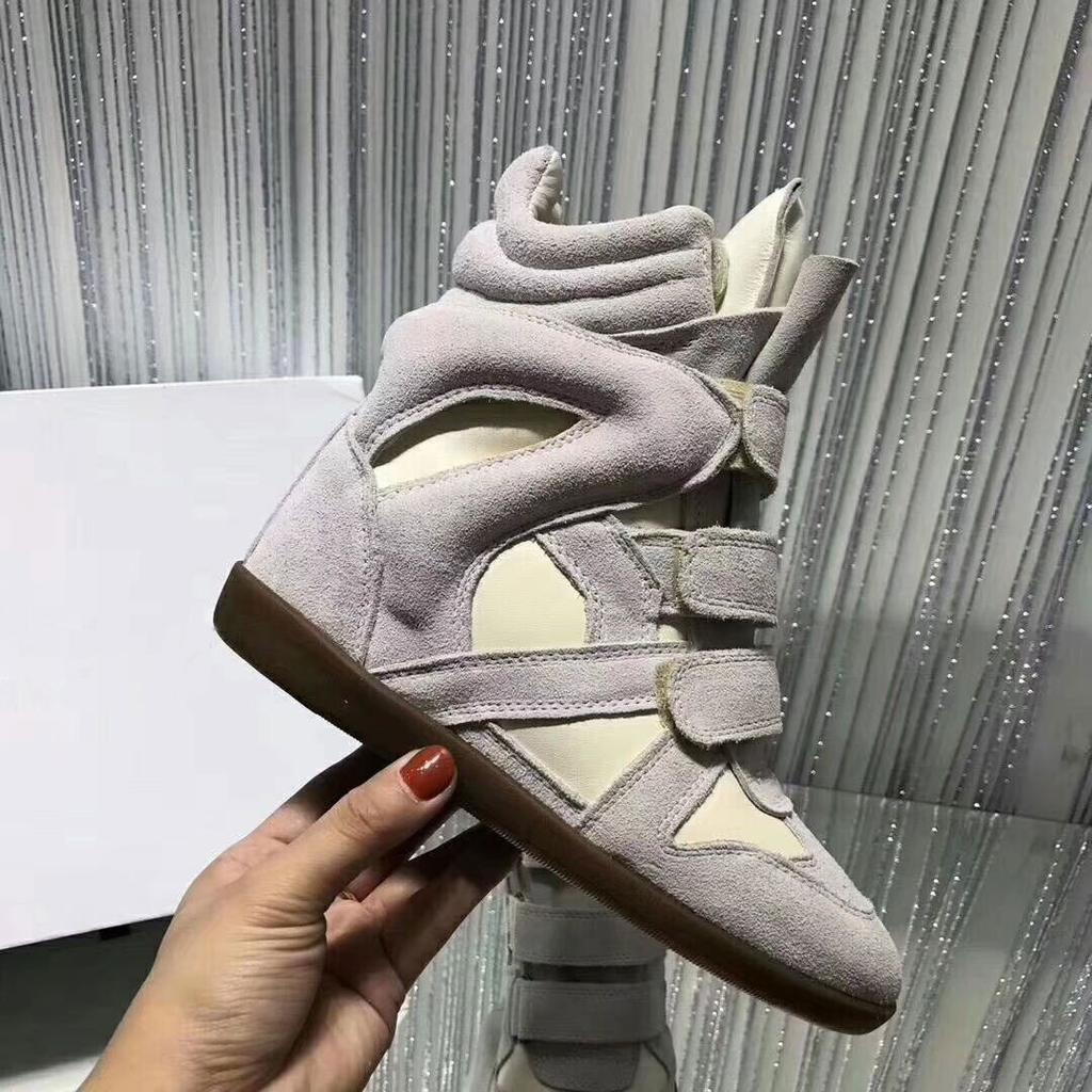 New Hidden Increased High Top Women's Shoes Color Matching Flat Bottom Casual Velcro Sneakers for Women