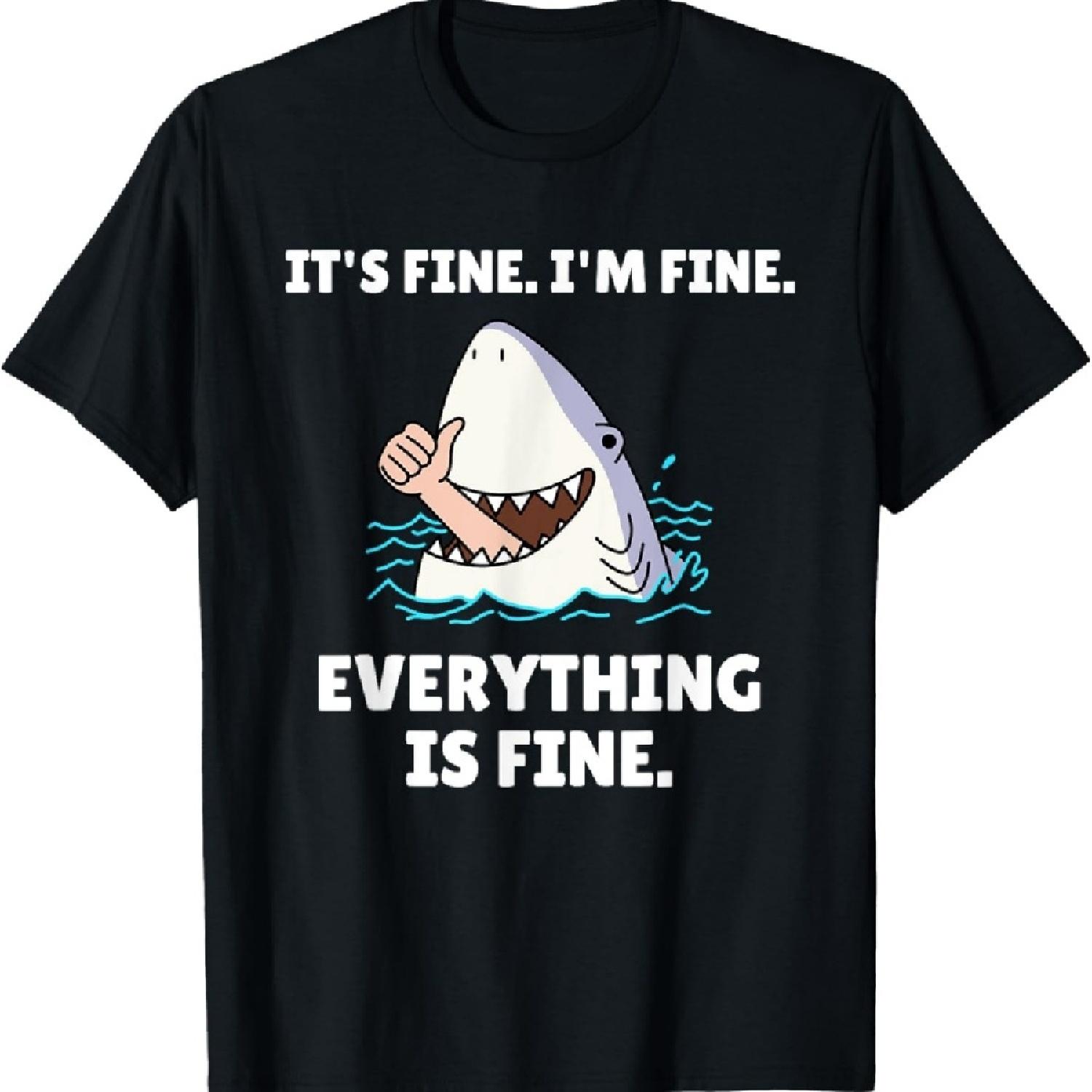 

Смешная футболка «Нападение акулы. Все хорошо, я в порядке, все хорошо» XXXXXL чёрный