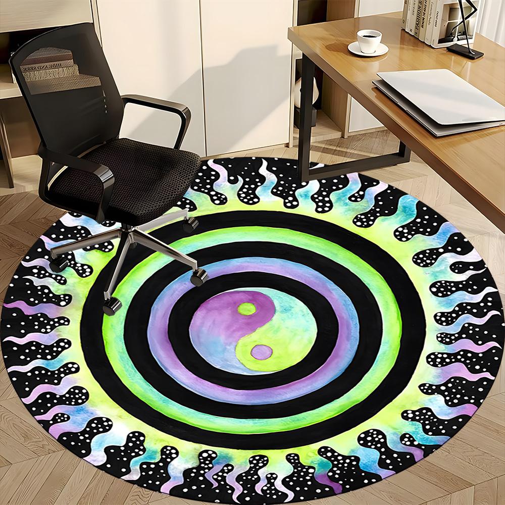 1pc Yin Yang Mandala Carpet for Office Non-Slip, Round Carpet, Soft & Comfortable, Carpet for Office, Lightweight Round Floor Mat yy251226078