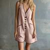 Women’s Sleeveless Linen Blend Loose Fit Vintage Overall Romper Button Front Casual One Piece Shorts Jumpsuit