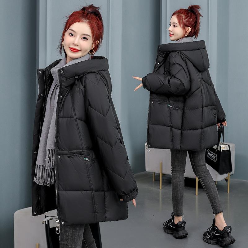 Autumn and winter new medium and long women's cotton-padded clothes, student cotton-padded jackets, loose bread clothes