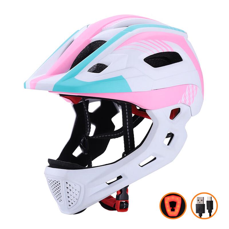Children s Full-Face Sports Helmet with Taillight One Size (52-56cm)