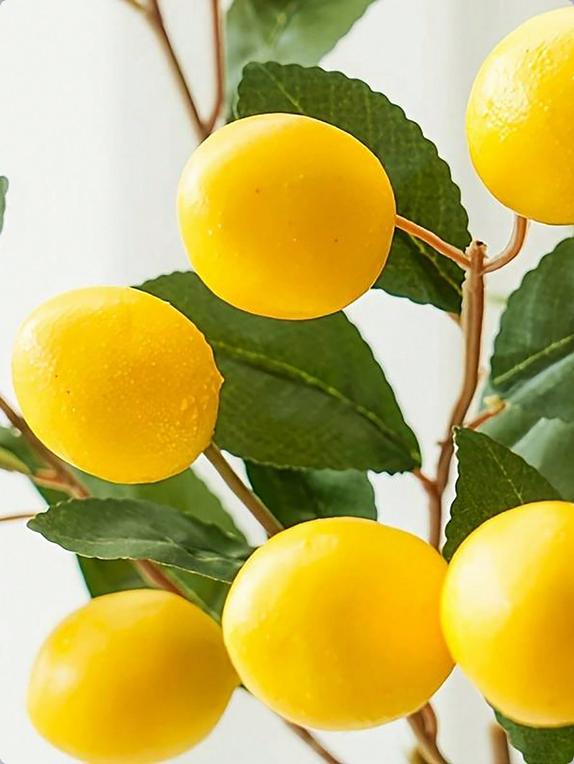 1 buc. Ramură de lux cu fructe de lămâie și frunze verzi, flori artificiale, recuzită pentru fotografie acasă, Flores Artificales, plante false