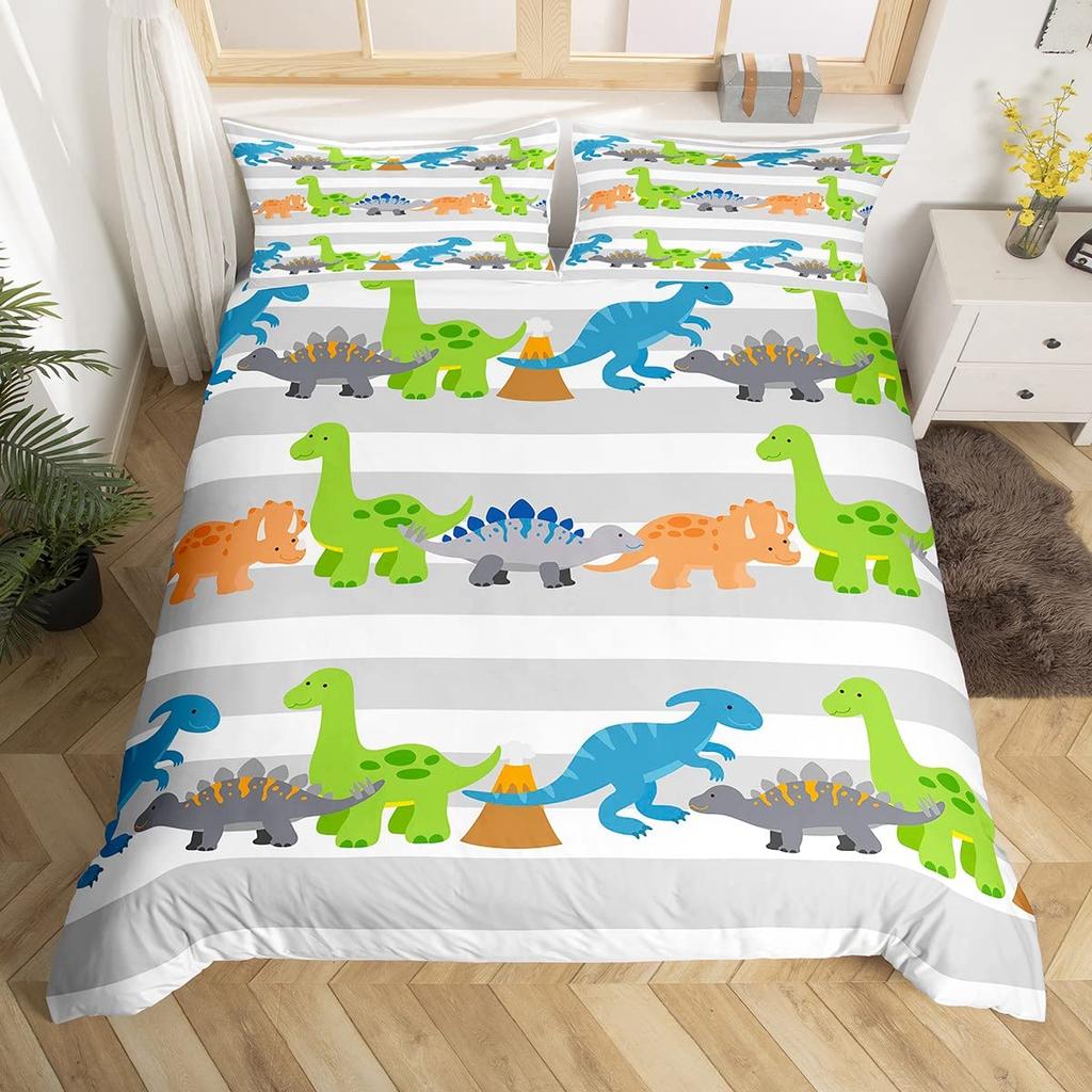 Comforter Dinosaur Boys Girls Cute Cartoon Wild Dino Bedding Set For Kids Jungle Animals Comforter Kawaii