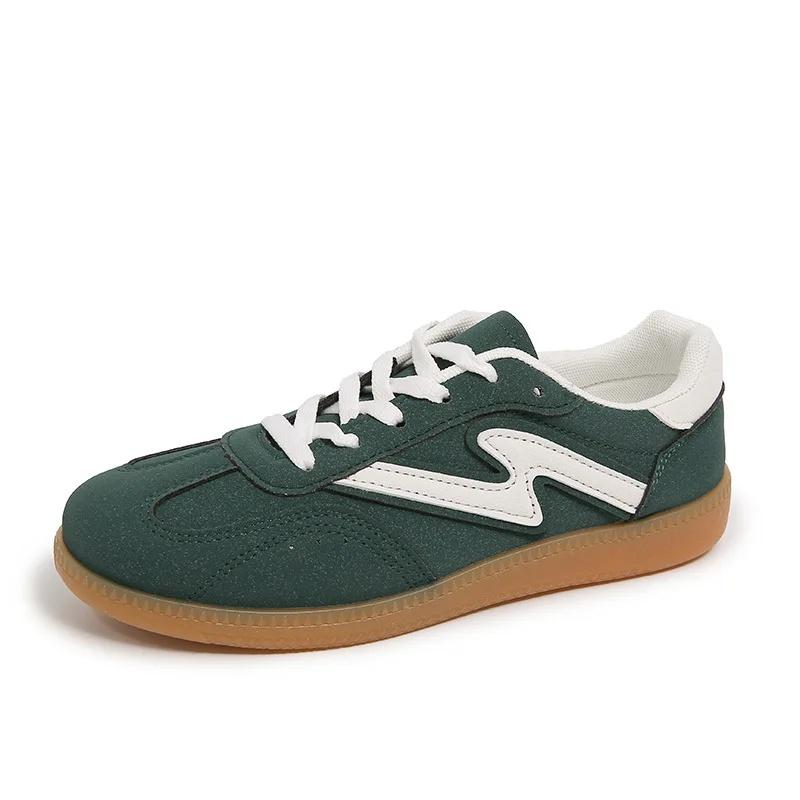 Fashion New Vintage Style Casual Women's Shoes Plus Size Color Block Sneakers Flat White Tenis Shoes with Rubber Sole for Adults