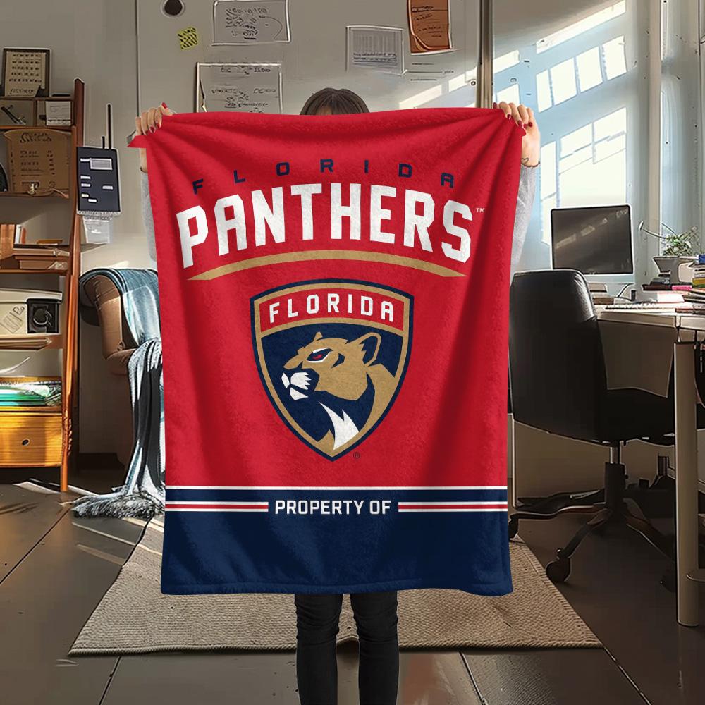 Florida Panthers Print Flannel Blanket High Quality Warm Comfortable Cover for All Seasons Perfect for Gifts Home Decor